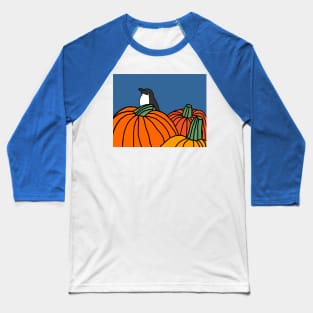 Cute Penguin and Three Pumpkins Baseball T-Shirt